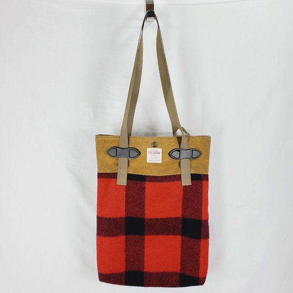 Filson Handbags - Filson Wool Tote Bag Purse NWT Red Buffalo Plaid w Coated Canvas 13x16x2